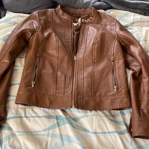 brown leather jacket from target. size medium. good condition